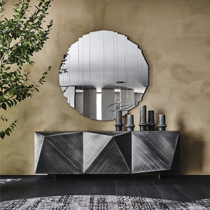 Ιταλικό μοντέρνο χρυσό μεταλλικό γυαλιστερό πλάνο πολυτελές ντουλάπι μπουφέ για τραπεζαρία